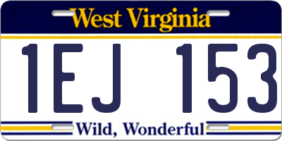WV license plate 1EJ153