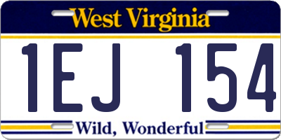 WV license plate 1EJ154