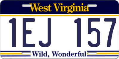 WV license plate 1EJ157