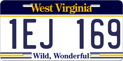 WV license plate 1EJ169