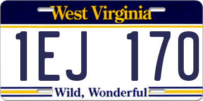 WV license plate 1EJ170