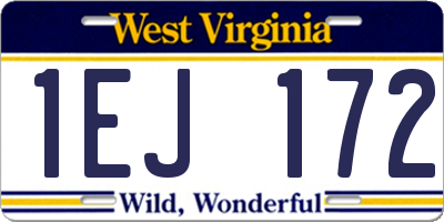 WV license plate 1EJ172