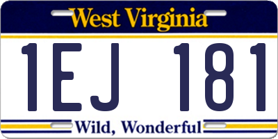 WV license plate 1EJ181