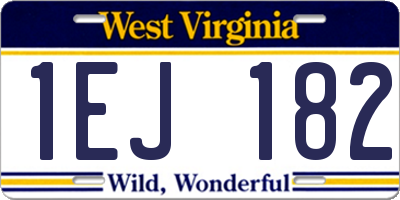 WV license plate 1EJ182
