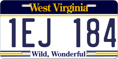 WV license plate 1EJ184