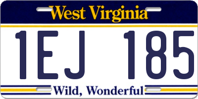 WV license plate 1EJ185