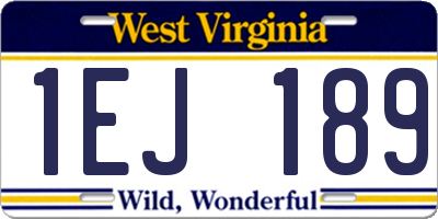 WV license plate 1EJ189