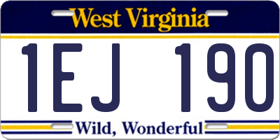WV license plate 1EJ190