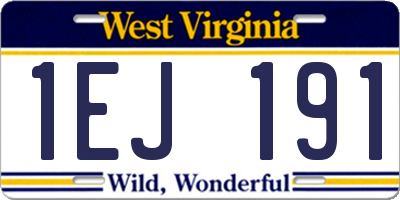 WV license plate 1EJ191