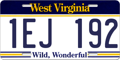 WV license plate 1EJ192