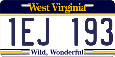 WV license plate 1EJ193