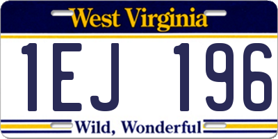 WV license plate 1EJ196