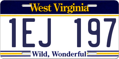 WV license plate 1EJ197