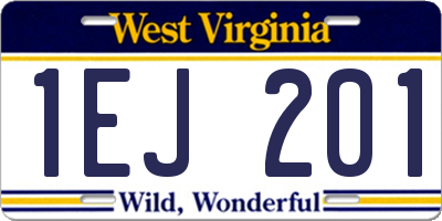 WV license plate 1EJ201