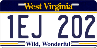 WV license plate 1EJ202