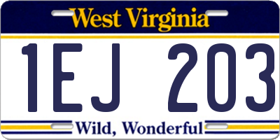 WV license plate 1EJ203