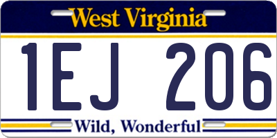 WV license plate 1EJ206