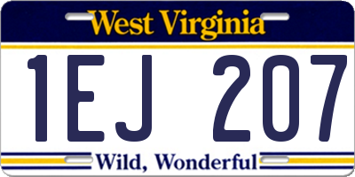 WV license plate 1EJ207