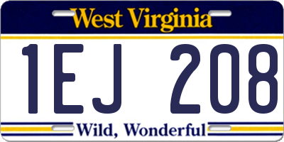 WV license plate 1EJ208