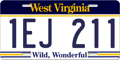 WV license plate 1EJ211