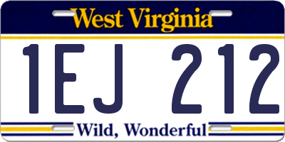 WV license plate 1EJ212
