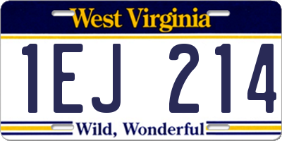 WV license plate 1EJ214