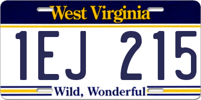 WV license plate 1EJ215
