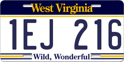 WV license plate 1EJ216