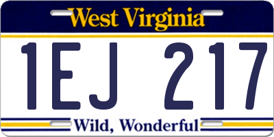 WV license plate 1EJ217