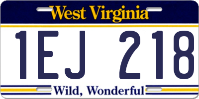 WV license plate 1EJ218