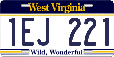 WV license plate 1EJ221