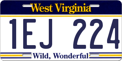 WV license plate 1EJ224