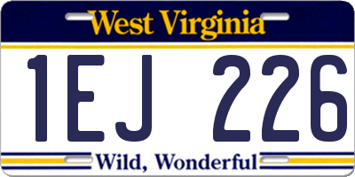 WV license plate 1EJ226