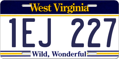 WV license plate 1EJ227