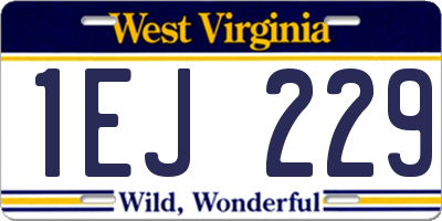 WV license plate 1EJ229