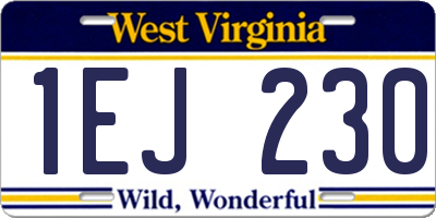 WV license plate 1EJ230