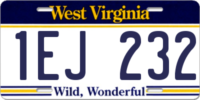 WV license plate 1EJ232
