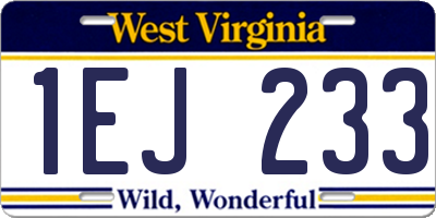 WV license plate 1EJ233