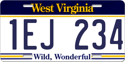 WV license plate 1EJ234