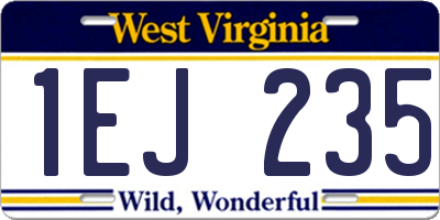 WV license plate 1EJ235