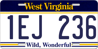 WV license plate 1EJ236