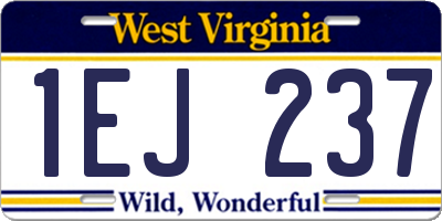 WV license plate 1EJ237