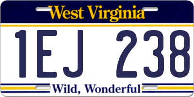 WV license plate 1EJ238