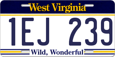 WV license plate 1EJ239