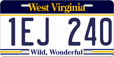 WV license plate 1EJ240