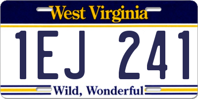 WV license plate 1EJ241