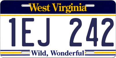 WV license plate 1EJ242