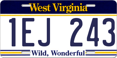 WV license plate 1EJ243