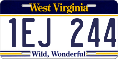WV license plate 1EJ244