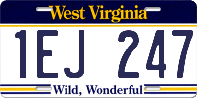 WV license plate 1EJ247